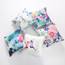 Wood MOM hand painted fresh fashion pillow simple modern cushion Watercolor summer plant flower pillow for girls