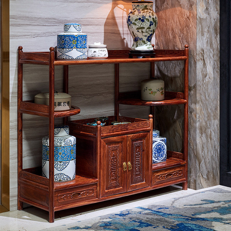 Hedgehog Purple Sandalwood Dining Cabinet New Chinese Solid Wood Antique with a collection of Red Wood Tea Water Cabinet Flowers Pear Wood Containing Cabinet