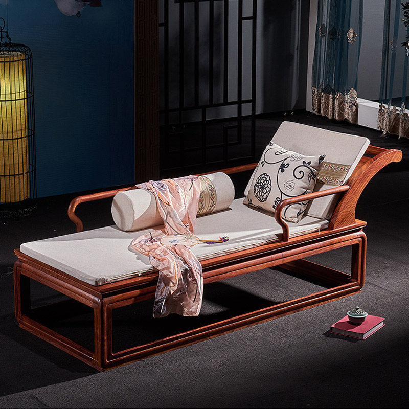 Redwood Luohan Bed with three pieces of Ming Qing flower pear wood New Chinese Solid Wood Antique Furniture Hedgehoe Bed