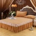 Rắn màu pha lê nhung Châu Âu quilted quilted ren bed bed bed bed bed set thick thick 1.5 / 1.8 m 2m bed - Váy Petti Váy Petti