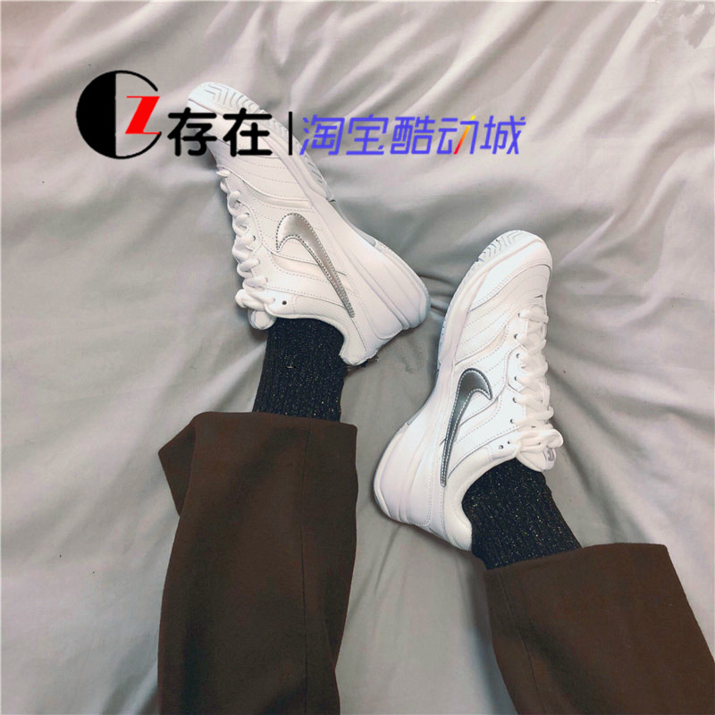 Nike NIKE COURT LITE Women Silver Silver Hook Net Red Old Shoes Sneakers 845048-100 giày thể thao sneaker