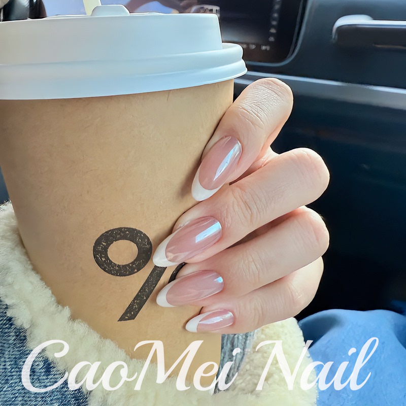【Raccoon Mirror Kiss】Hailey French Moonlight Shell Powder Nail Art Nail Stickers Handmade Wearable Nail Tips 【Raccoon Mirror Kiss】Hailey French Moonlight Shell Powder Nail Art Nail Stickers Handmade Wearable Nail Tips