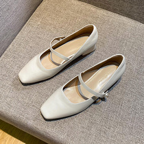 Rough heel square head Mary Jane 2021 Summer new fashion 100 Hitch Female Wind Shallow square heel