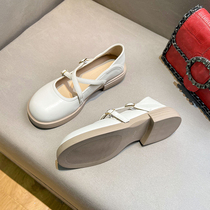 Uncle MJ cross-strap Mary Jane shoes for women new style artistic temperament versatile round toe comfortable low heels