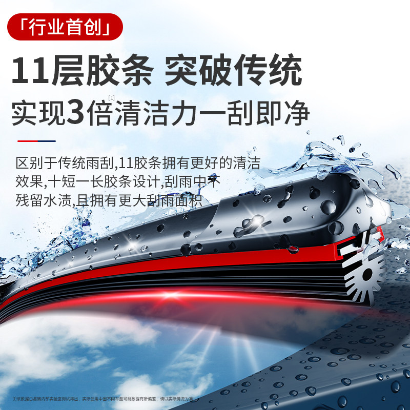 Newly Upgraded 11-Layer Rubber Strip Wiper Blades for Car Front Windshield, Frameless, Silent, Dual-Scratch, Original Factory Wiper Blades