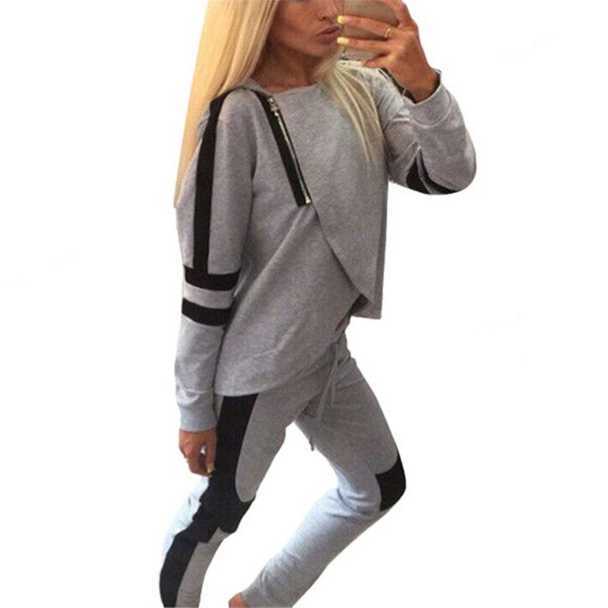 2019 Women Hooded And Pant Tracksuits Color Grey Size S 2XL Long ...