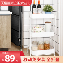 Beauty trolley storage rack floor-to-floor multi-layer kitchen snack storage rack mobile bathroom baby finishing storage rack