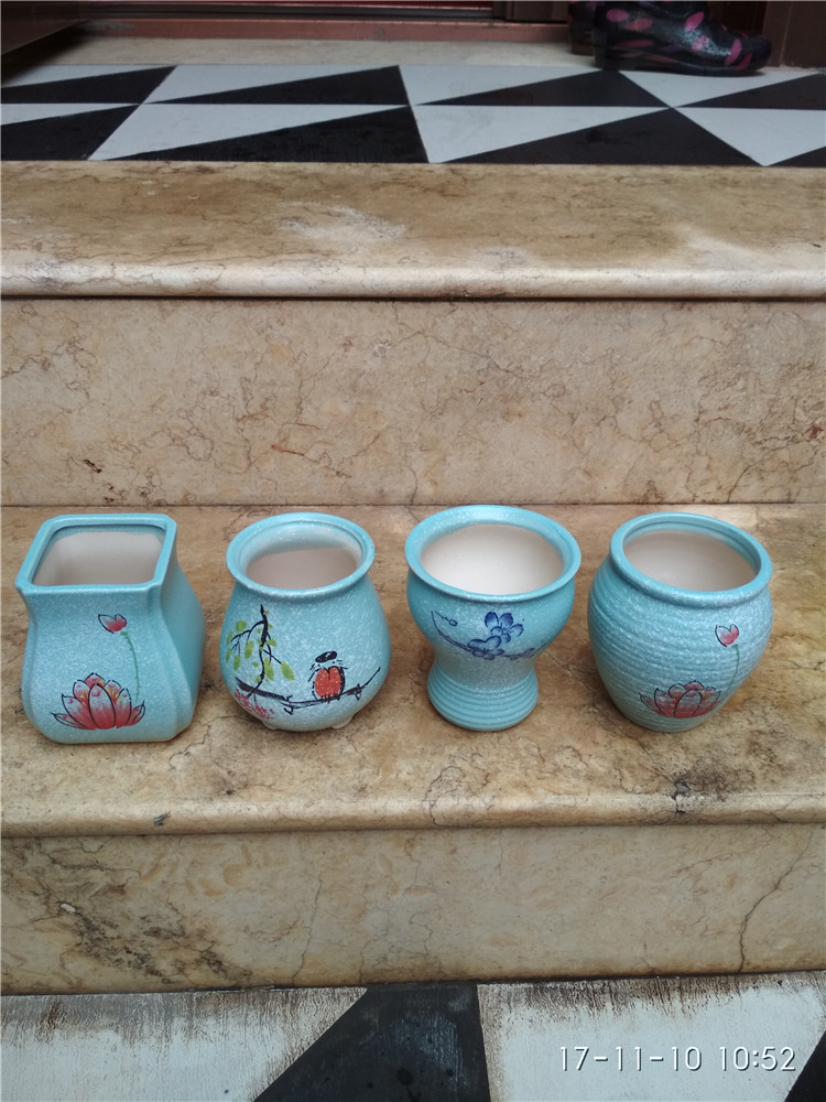 Chậu hoa gốm Nhiều chậu hoa chậu Cây chậu đá Cây xanh lọ hoa đơn giản Đốt cháy cát tím Sáng tạo chậu hoa nhỏ - Vase / Bồn hoa & Kệ chậu hoa