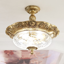 French glass ceiling lamp European copper plated home aisle Bedroom restaurant light Luxury hotel engineering LED light