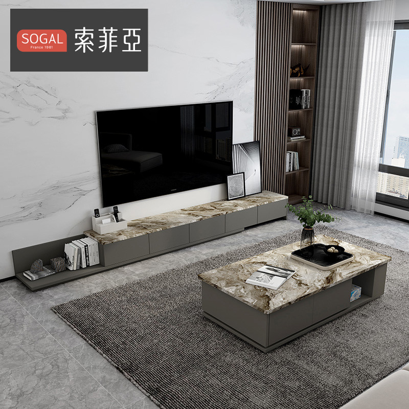 Custom gold Sofia overall custom TV cabinet modern minimalist living-room tea table integrated wall storage cabinet