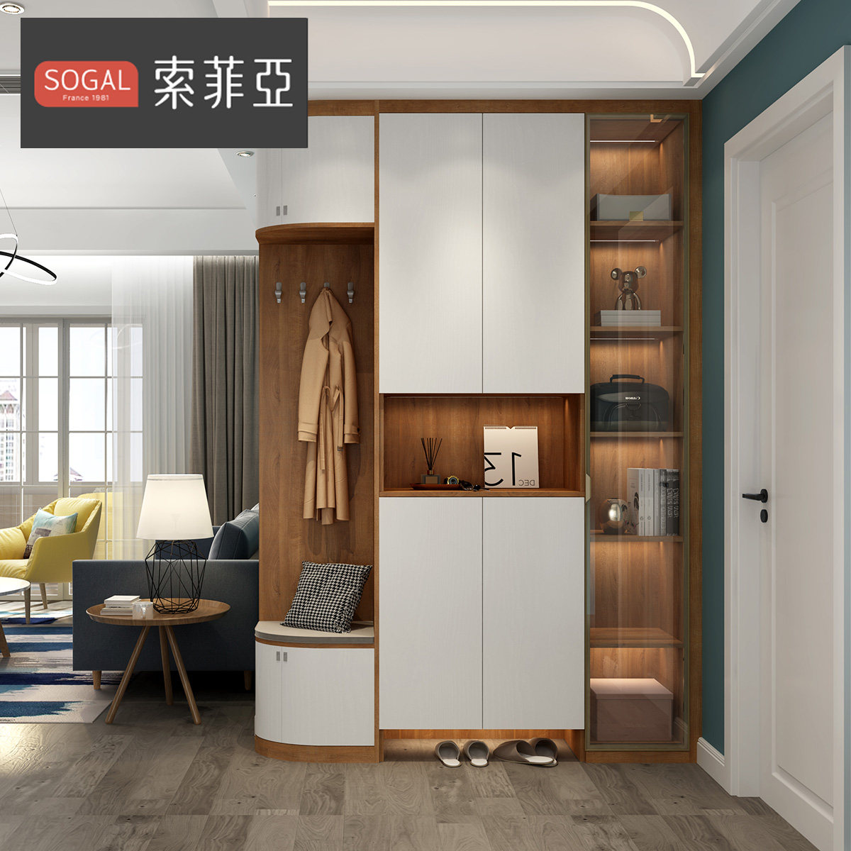 Custom Ginsofia Shoes Cabinet Home Hyun-Closing Cabinet Minimalist Modern Containing Cabinet Customised Door Hall Cabinet