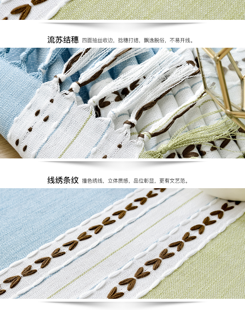 Khăn trải giường kiểu Nhật Bản bằng vải cotton và khăn trải bàn hình chữ nhật khăn trải bàn khăn trải bàn đơn giản hiện đại tủ TV khăn trải bàn lưới Bắc Âu - Khăn trải bàn khăn trãi bàn