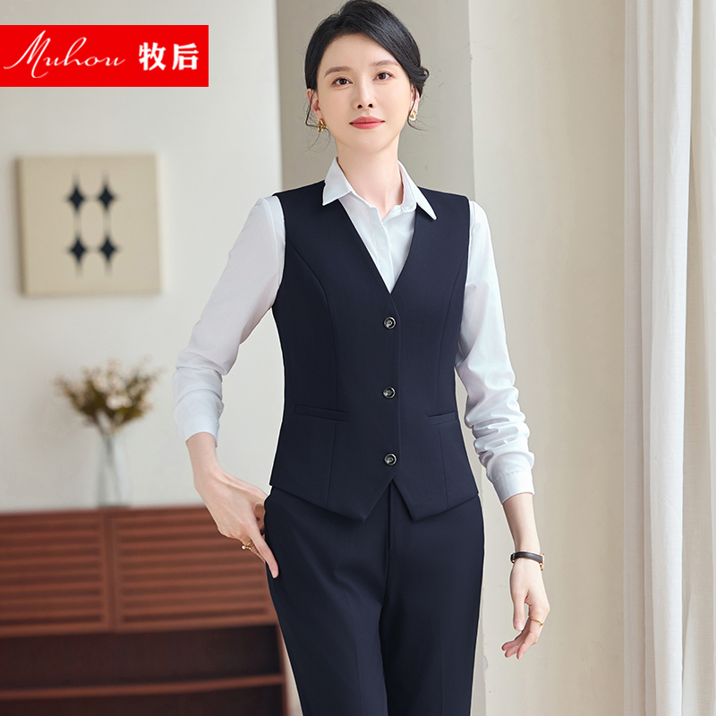 New Style Vest for Women in Autumn and Winter, Sleeveless Top, Hotel Front Desk Interview Manager Work Clothes, Professional Wear