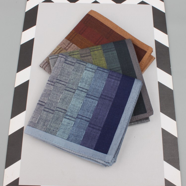 Light and Simple Korean Style Pure Cotton Men's Handkerchief, Fashionable Gentleman's Portable Handkerchief, Old-Fashioned Soft Summer Sweat-Wiping Square Towel, Thin Cloth
