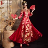 Традиционный свадебный наряд Сюхэ, осеннее свадебное платье, приталенное вечернее платье, коллекция 2021, осенний, дракон и феникс