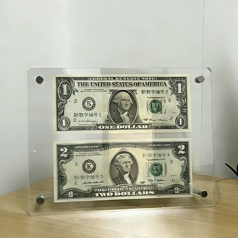 Acrylic Banknote Commemorative Dollar Coin Frame Display Collection Dollar Bill Frame Art Foreign Currency Box Basket