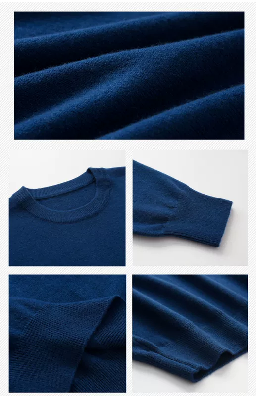 2019 thu đông mới áo len cashmere nguyên chất nam cổ tròn áo len dài tay áo len đáy quần áo len màu trung tính - Áo len Cashmere