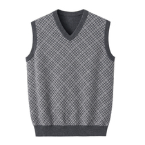 2020 autumn new pure cashmere vest mens middle-aged warm waistcoat cashmere vest men pullover sleeveless sweater