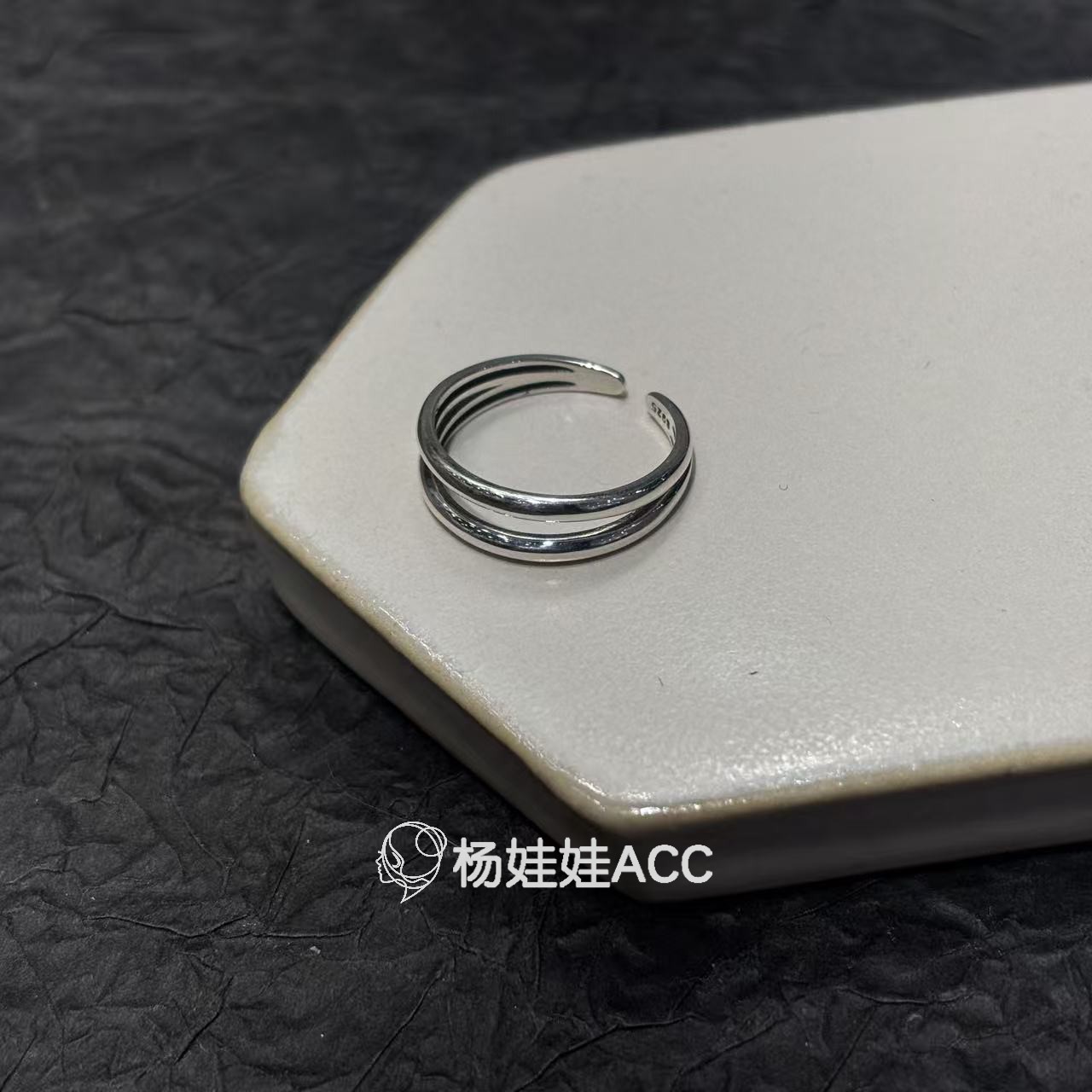 690610 South Korea Dongdaemun hey new 925 sterling silver high-end double-sided open ring