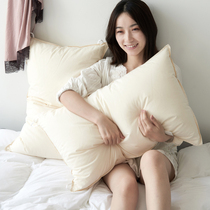 Full cotton no fluorescent agent plume pillow with machine washable adult single five-star hotel soft fiber pillow core
