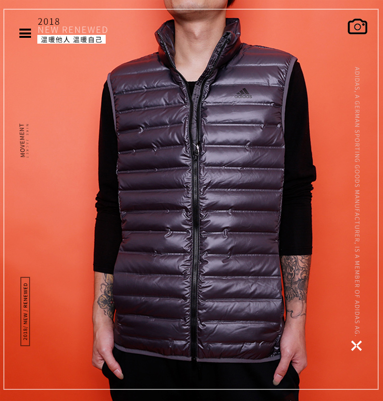 Adidas down jacket nam 18 mùa đông mới thể thao ấm áp cổ áo xuống vest vest BS1566 3 áo khoác adidas vrct chính hàng