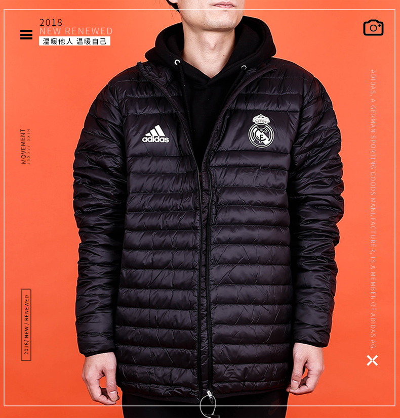 Adidas down jacket nam 18 mùa đông mới ngoài trời áo lông ấm áp xuống áo khoác thể thao CY6114 áo khoác sát nách nữ