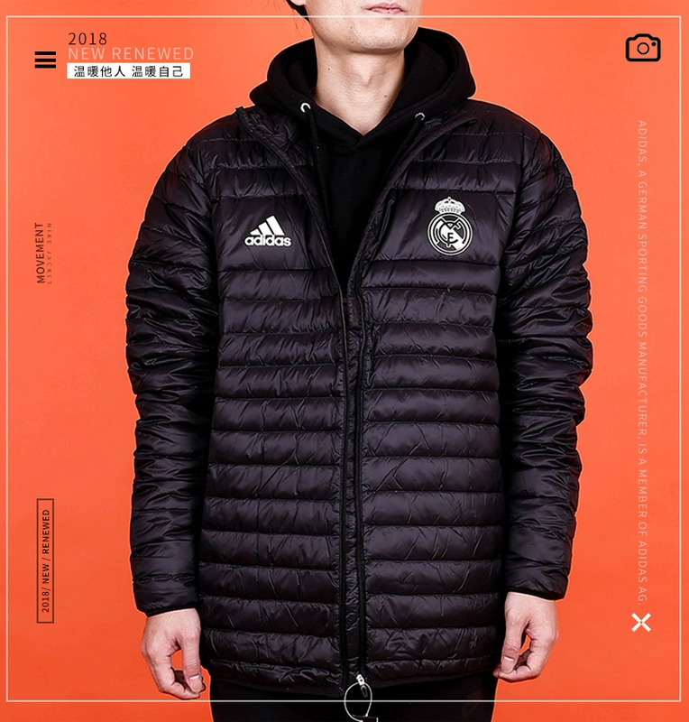 Adidas down jacket nam 18 mùa đông mới ngoài trời áo lông ấm áp xuống áo khoác thể thao CY6114