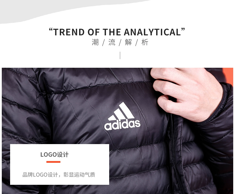 Adidas down jacket nam 18 mùa đông mới ngoài trời áo lông ấm áp xuống áo khoác thể thao CY6114