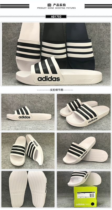 Dép ba lỗ Adidas nam 2018 hè mới thể thao đi biển chống trượt dép xỏ ngón đen trắng AP9970