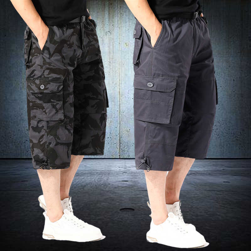 Summer Thin Men's Cropped Pants, Trendy Brand Casual Pants, Cotton Breathable, Sweat-Absorbent, Loose and Wear-Resistant Denim Workwear Pants