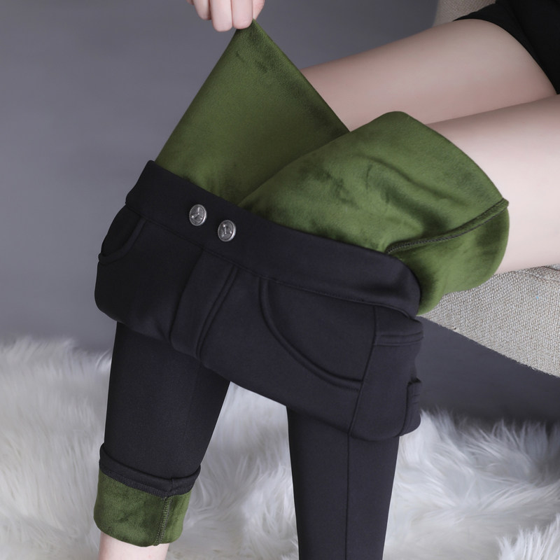 Inner pants, women's outer wear magic pants, high waist, thin elastic avocado baby moisturizing pants, autumn and winter plus velvet cigarette pants