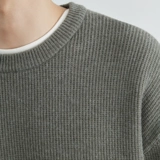 Утепленный демисезонный трикотажный свитер, круглый воротник, оверсайз