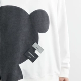 Белая демисезонная трендовая толстовка для отдыха, с медвежатами, круглый воротник, оверсайз