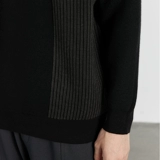 Черный демисезонный трендовый трикотажный свитер, круглый воротник, изысканный стиль, оверсайз