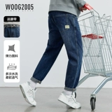 WOOG2005 Эластичные мягкие синие джинсы для отдыха, демисезонные штаны