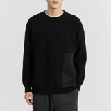 Черный демисезонный трендовый трикотажный свитер, круглый воротник, изысканный стиль, оверсайз