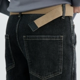 Утепленные эластичные черные осенние джинсы для отдыха, штаны, свободный прямой крой