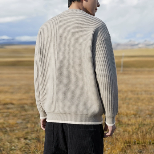 Демисезонный свитер, удерживающий тепло лонгслив, увеличенная толщина, круглый воротник, свободный крой