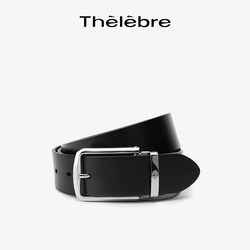 Thelebre Hebrew men's belt leather pin buckle business casual high-end stainless steel buckle belt men