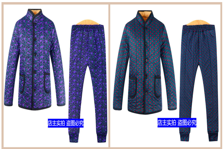 Mùa đông trung niên và bà già dày cộng với nhung ông già áo khoác cotton cotton thiết lập ấm áp bên trong và bên ngoài mặc quần áo mùa đông bà già thời trang áo phao nữ