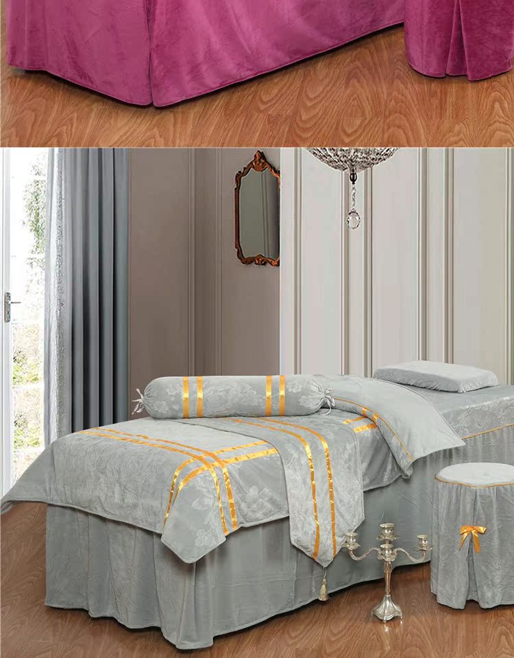 Mới làm đẹp trải giường bốn bộ nhung cao cấp pha lê bao gồm bốn bộ thẩm mỹ viện massage đặc biệt ga giường spa giá rẻ