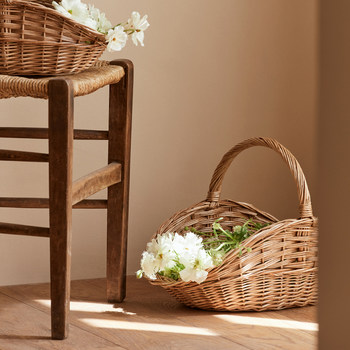 Hand-woven flower basket straw woven rattan wicker flower arrangement basket hand-held storage basket bamboo fruit basket
