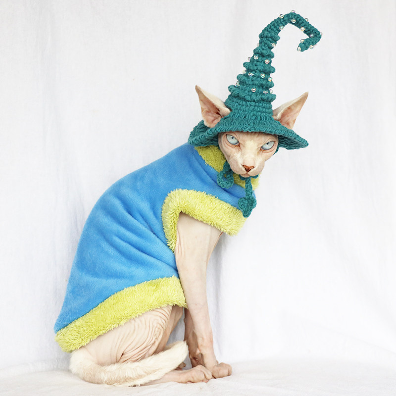Hairless cat clothes anti-off Sphinx cat clothes custom DAPAN fleece Coral velvet Autumn and winter thickened velvet