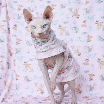 Hairless cat pet dress, cartoon printed dress, cat clothing, summer cute princess dress, pure cotton vest