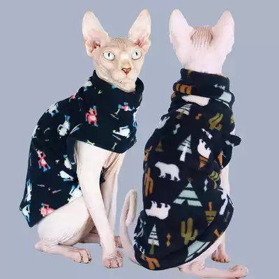 Custom hairless cat pet clothes plus velvet Tide brand ins Wind pet cat fleece warm Sphinx Special