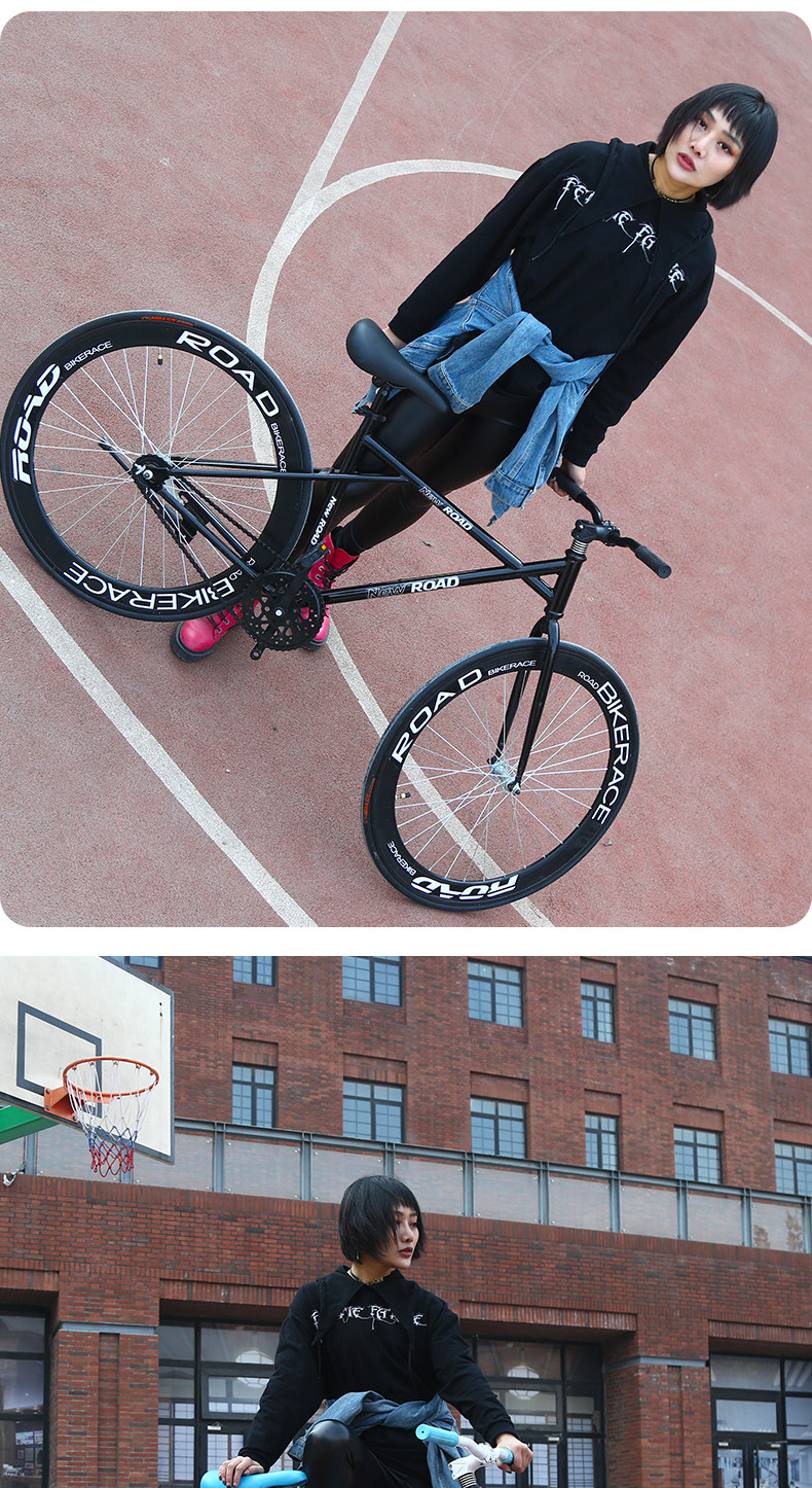 Велосипед с глухой передачей 云宵死飞自行车男公路赛车单车倒刹创意实心胎公主荧光女学生成人 Xiao Yun
