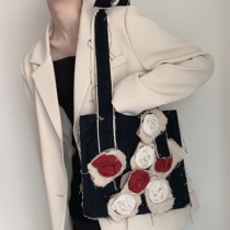 Boomers Kawakubu Wind Rosary Rosewood Flowers Bag Small Crowdwalk Show Ladies Bag 2021 New Single Shoulder Canvas Bag