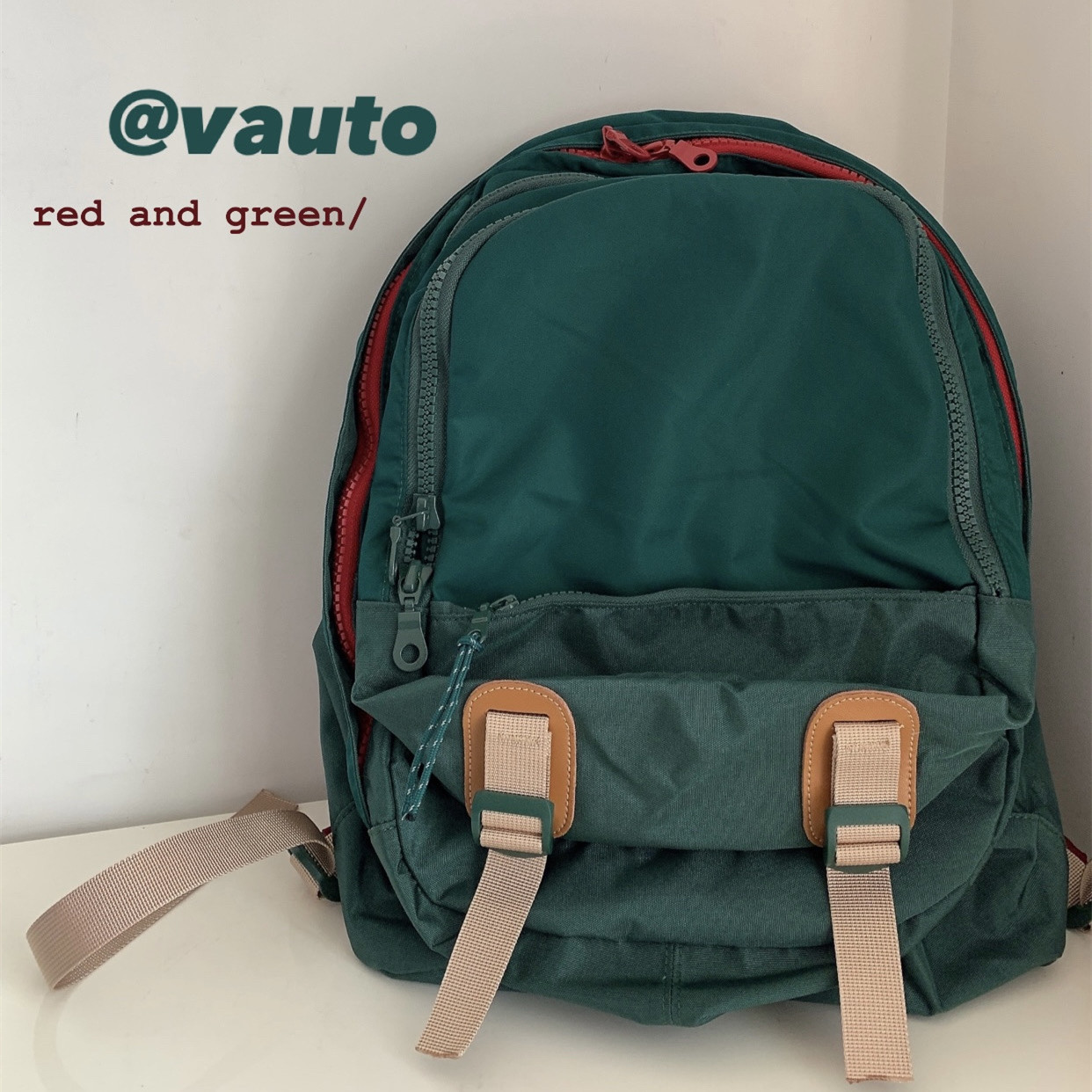 VAUTO Japanese retro green backpack fashion all-match niche student schoolbag female computer bag travel ins backpack