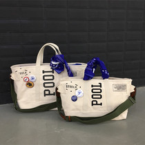 the pool Japan Fujiwara Hiroshi Takizawa Duffel bag Mens and womens oblique cross canvas handbag