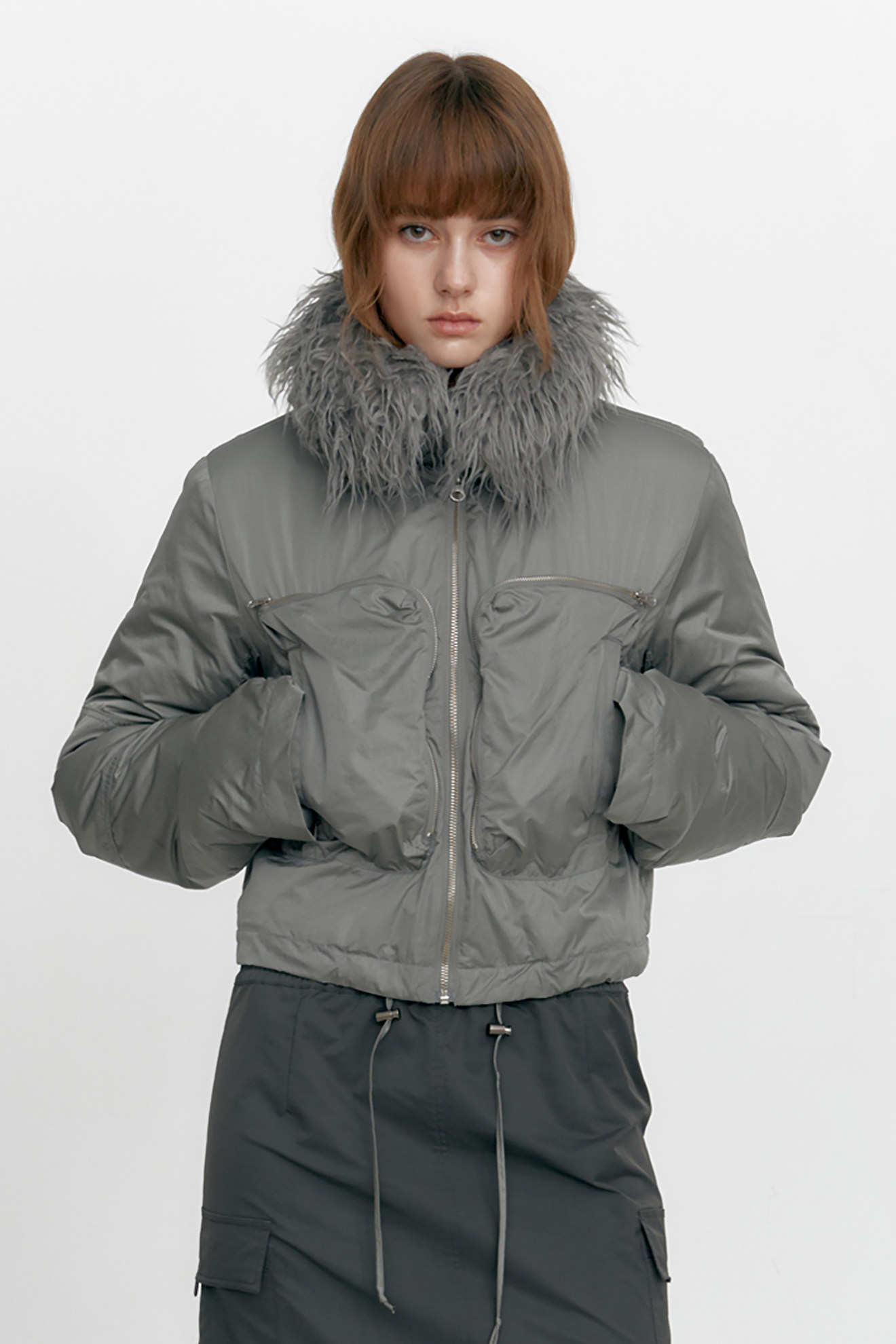 COYSEIO アウター COYSEIO] SOLID PADDED JACKET SKY BLUE/GREY 韓国